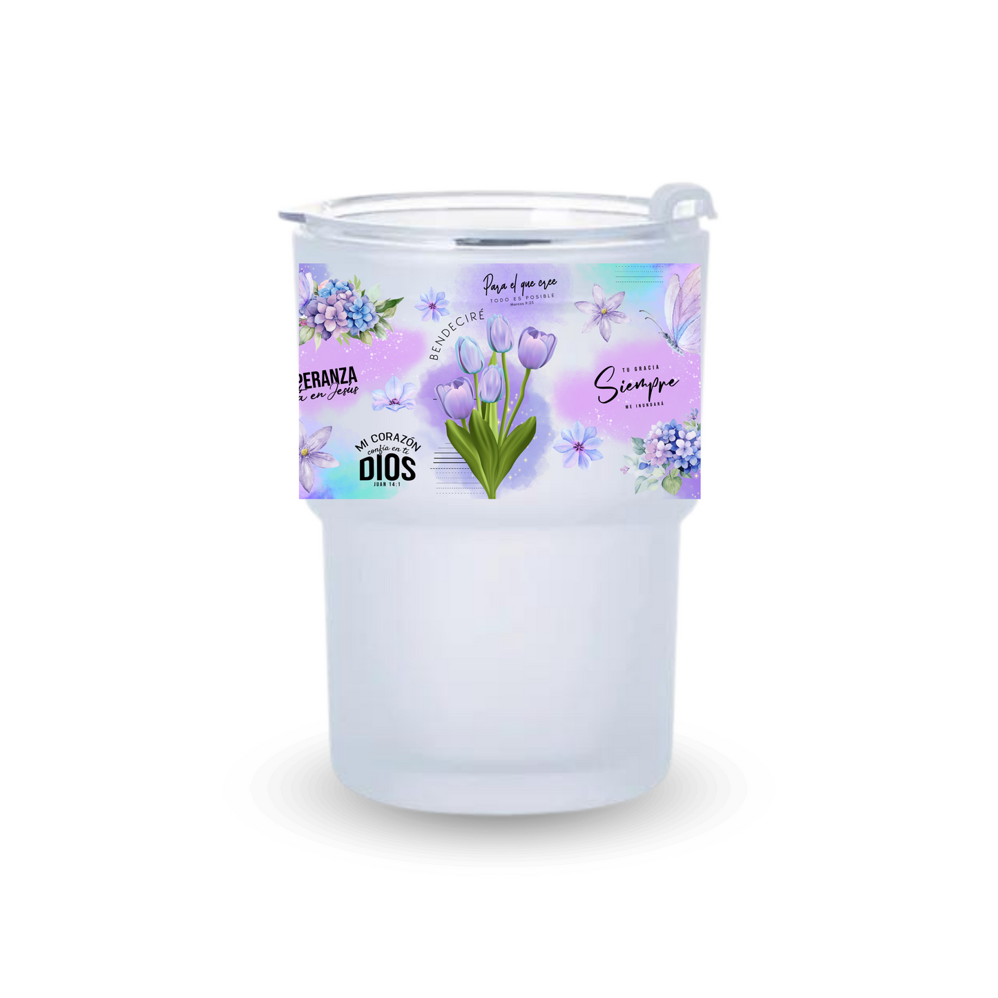 Bendeciré 13OZ GLASS TUMBLER WITH LID