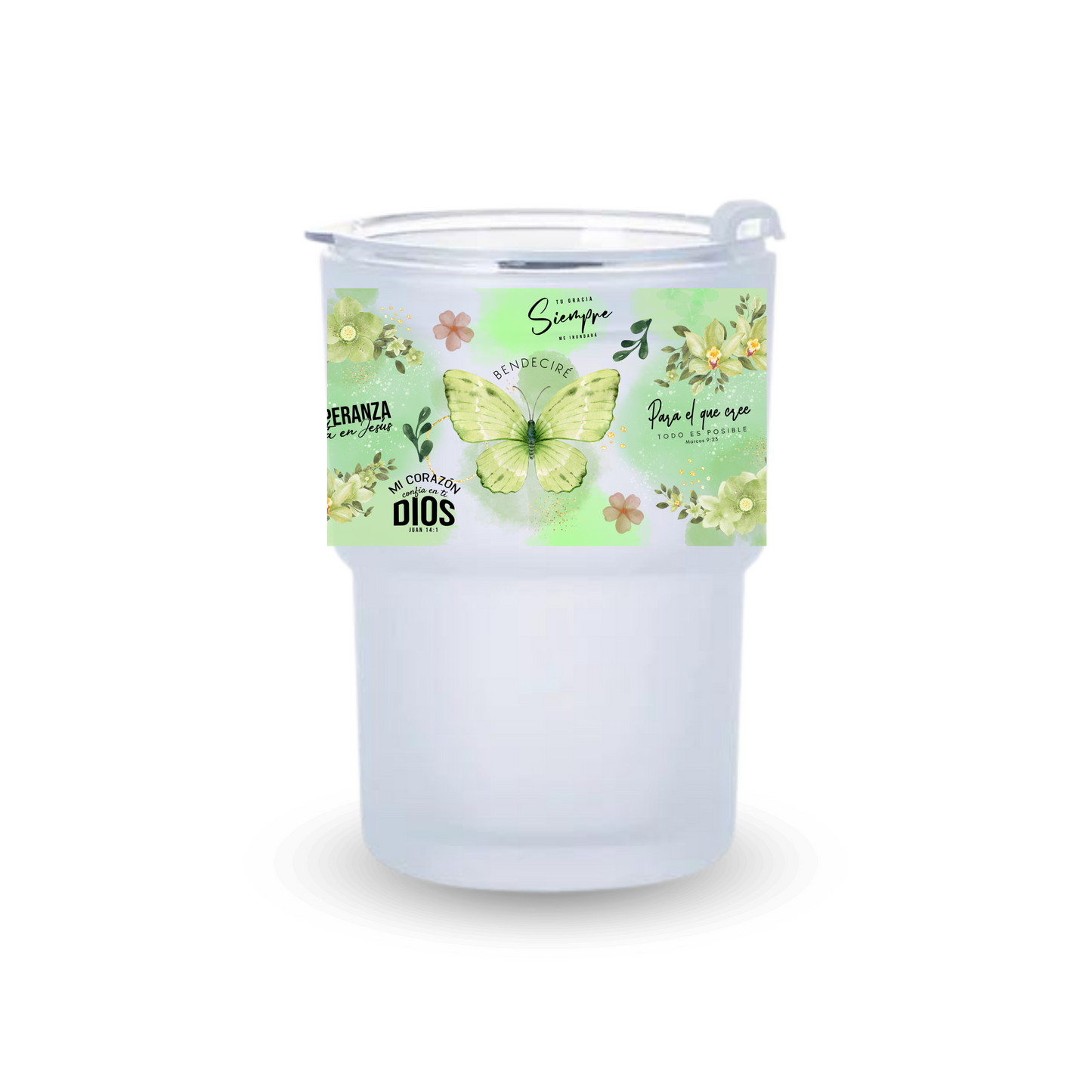 Bendeciré 13OZ GLASS TUMBLER WITH LID