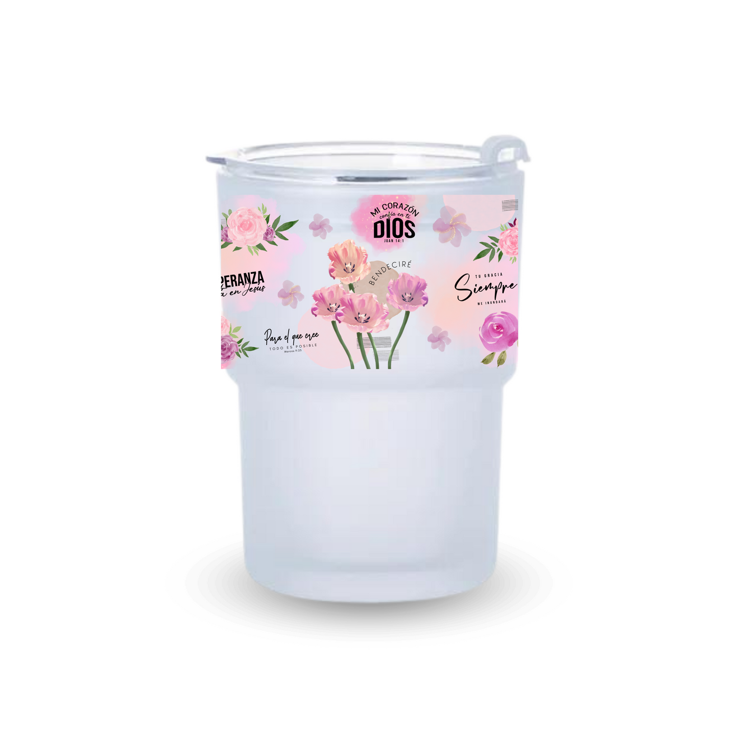 Bendeciré 13OZ GLASS TUMBLER WITH LID